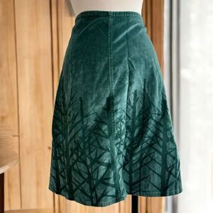 Made With Love By Hannah Green Velvet Tree Top Skirt A Line Pencil Small Mod Nov